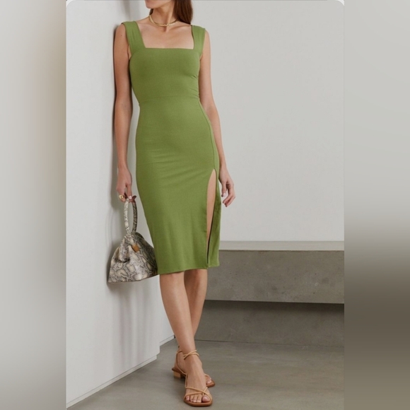 Reformation Dresses & Skirts - Reformation Cassi Ribbed Stretch Tencel Midi Dress Avocado M 🥑